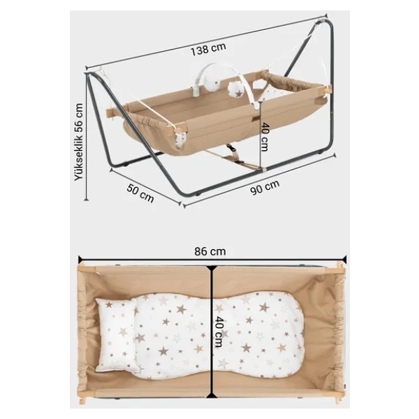 Wellgro Cozy Nest Hamak Beşik Kahve, Anne Yanı Bebek Hamağı - Görsel 4