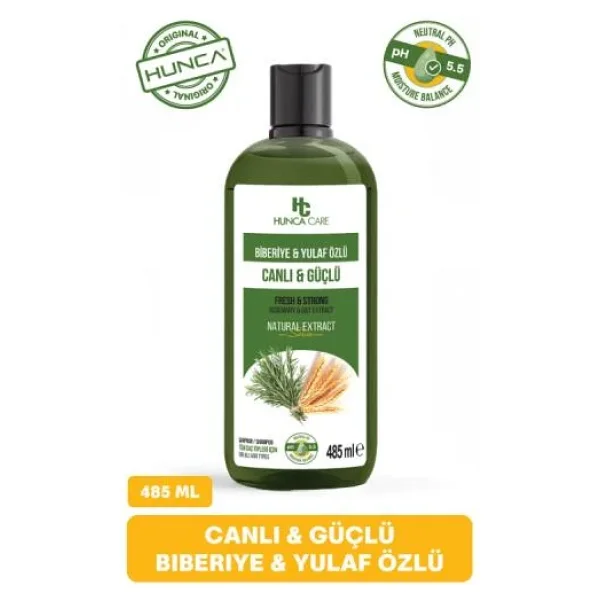 Hunca Care Biberiye ve Yulaf Özlü Şampuan, Güçlü Saçlar ve Hızlı Saç Uzamasına Yardımcı, 485 ml - Görsel 6