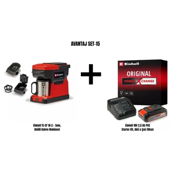 Einhell Set-15 (Einhell Te-Cf 18 Li Akülü Kahve Makinesi+Einhell 18v 2,5 Ah Pxc Starter Kit, Akü & Şarj Cihazı) - Görsel 5