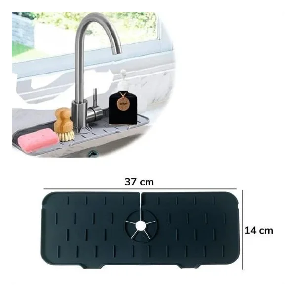 Ollevra Lavabo İçin Musluk Sapı Damlama Tutucu Raf Mutfak Tezgahı Sıçrama Koruma Silikon Esnek Mat - Görsel 7