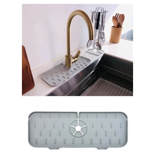 Ollevra Lavabo İçin Musluk Sapı Damlama Tutucu Raf Mutfak Tezgahı Sıçrama Koruma Silikon Esnek Mat - Görsel 9
