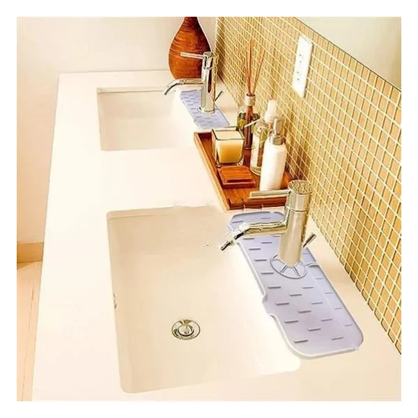 Ollevra Lavabo İçin Musluk Sapı Damlama Tutucu Raf Mutfak Tezgahı Sıçrama Koruma Silikon Esnek Mat - Görsel 5