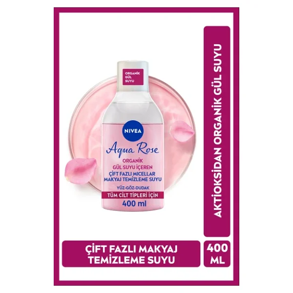 Nivea Micellar Aqua Rose Gül Suyu Çift Fazlı 400 Ml Makyaj Temizleme Suyu - Görsel 4