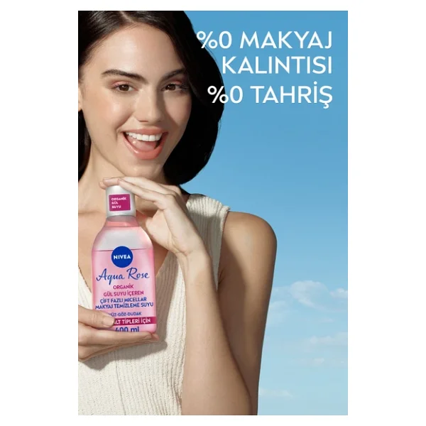 Nivea Micellar Aqua Rose Gül Suyu Çift Fazlı 400 Ml Makyaj Temizleme Suyu - Görsel 5