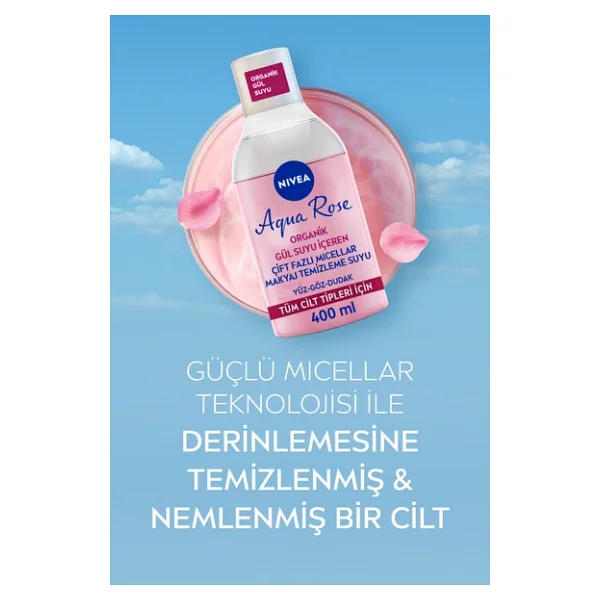 Nivea Micellar Aqua Rose Gül Suyu Çift Fazlı 400 Ml Makyaj Temizleme Suyu - Görsel 8