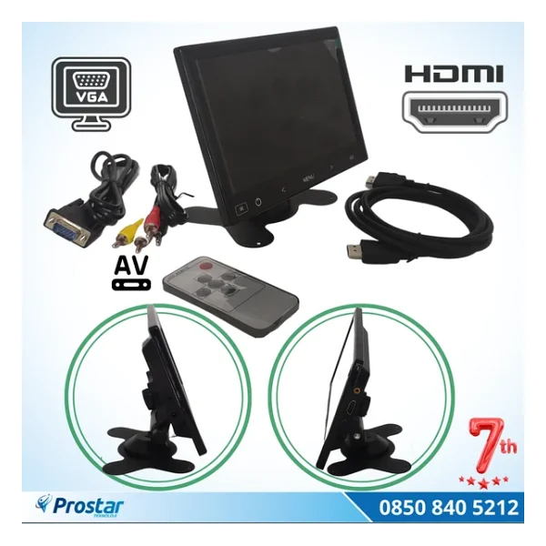 Araç İçi Monitör 7" Vga - Hdmı - Av Girişli Tft Lcd Ekran - Görsel 3