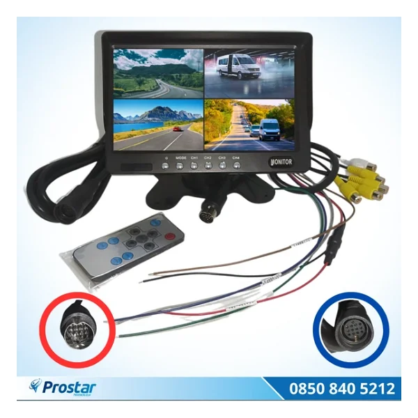 Orjinal 7 İnç Dörde Bölünür Araç Monitörü 13 Pin Çıkışlı 4 Kamera Girişli Ekran - Görsel 3