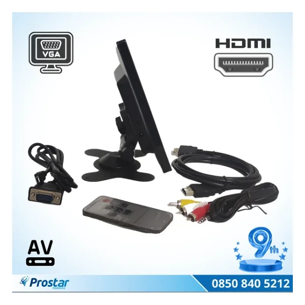 Araç İçi Monitör 9" Vga - Hdmı - Av Girişli Tft Lcd Büyük Ekran - Görsel 6