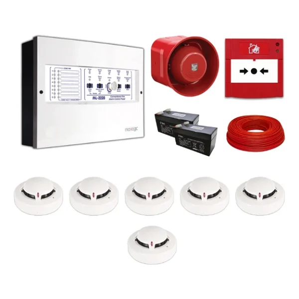 Mavigard Maxlogic 6'lı Konvansiyonel Yangın Alarm Seti 100 Metre Kablo Dahil - Görsel 4
