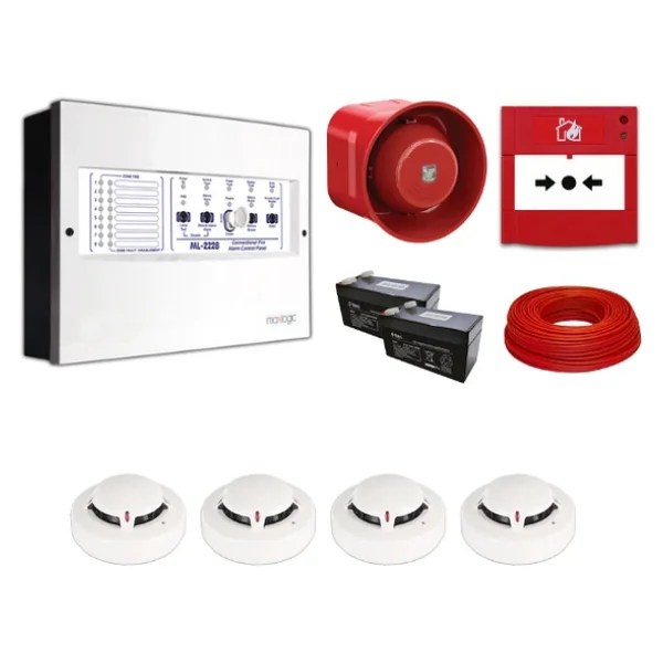 Mavigard Maxlogic 4'lü Konvansiyonel Yangın Alarm Seti 100 Metre Kablo Dahil - Görsel 4