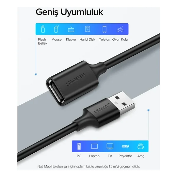 Ugreen 10315 1.5 M USB 2.0 Uzatma Kablosu - Görsel 4