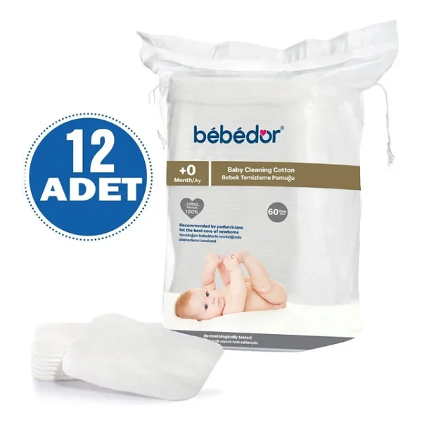 Bebedor 60'lı 12 Paket Bebek Temizleme Pamuğu - Görsel 4