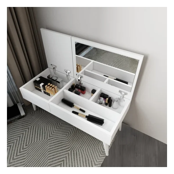 Arnetti Riva Aynalı Makyaj Masası Makyaj Organizer, Beyaz - Riva - Görsel 3