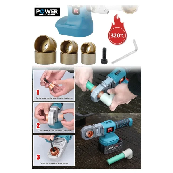 Power Black Güçlü Şarjlı Su Tesisatı Plastik Boru Kaynak Makinesi Powerblack - Görsel 2
