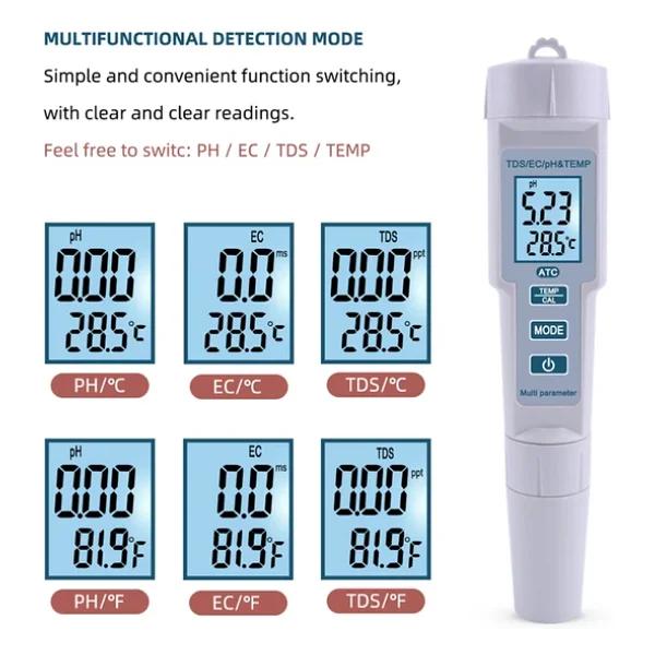 Aek-Tech Ph-686 4'ü 1 Arada Ph Metre Tds Ec Ve Sıcaklık Ölçer - Görsel 6