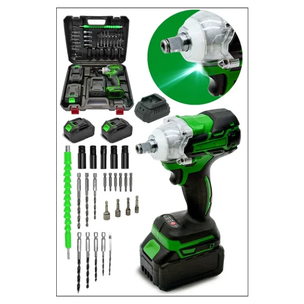 Moonshop Pro Seri 58vf Çift Akülü Somun Bijon Sökme Takma Sıkma Matkap Kömürsüz Akülü Vidalama 32 Parça Set - Görsel 2