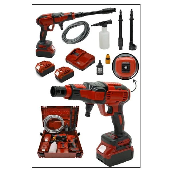 Moonshop Japan 999 Vf 20 Ah 100 Bar Kömürsüz Şarjlı Oto Yıkama Makinesi Çift Akülü Bahçe Yıkama Makinasi - Görsel 5