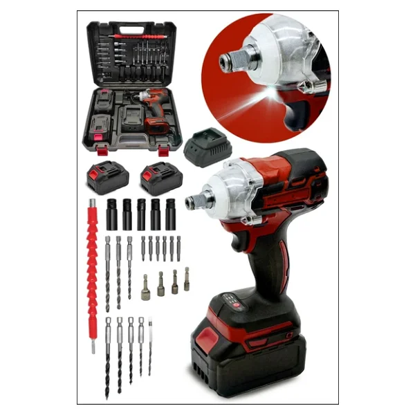 Moonshop Pro Seri 58vf Çift Akülü Somun Bijon Sökme Takma Sıkma Matkap Kömürsüz Akülü Vidalama 32 Parça Set - Görsel 3
