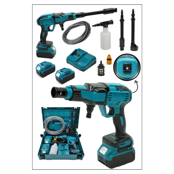 Moonshop Japan 999 Vf 20 Ah 100 Bar Kömürsüz Şarjlı Oto Yıkama Makinesi Çift Akülü Bahçe Yıkama Makinasi - Görsel 4