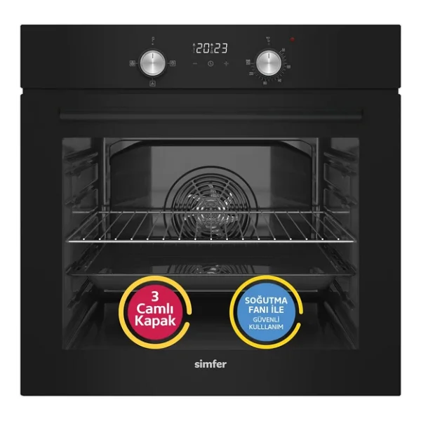 Simfer 4 Fonksiyon Trend Dijital Siyah Power Turbo 2'li Ankastre Set (Fırın + Ocak) - Görsel 2