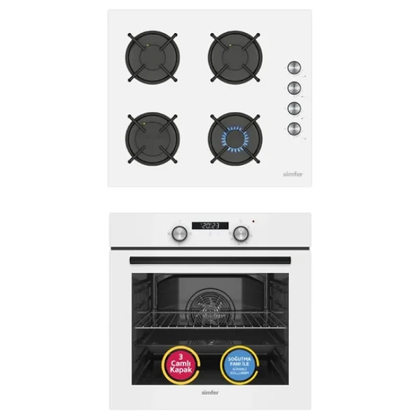 Simfer 4 Fonksiyon Trend Dijital Beyaz Power Turbo 2'li Ankastre Set (8231 Fırın + 3048 Ocak) - Görsel 3