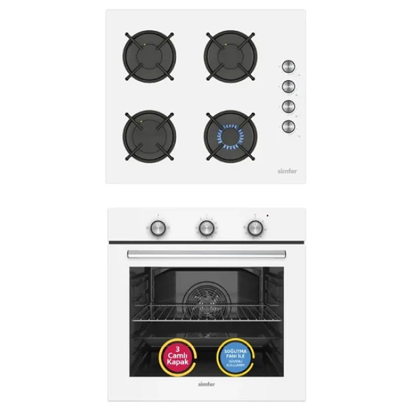 Simfer 4 Fonksiyon Trend Mekanik Beyaz Power Turbo 2'li Ankastre Set (8202 Fırın + 3048 Ocak) - Görsel 3