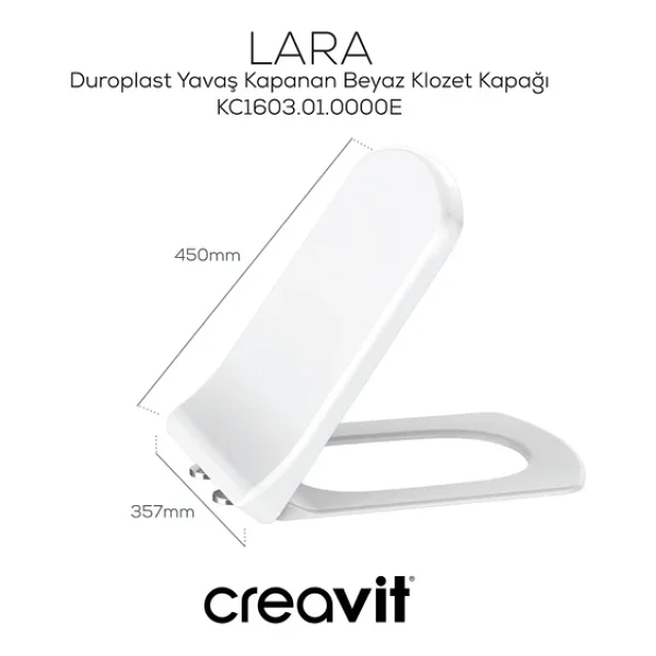 Creavit Lara Kc1603.01 Duroplast Yavaş Kapanan Klozet Kapağı - Görsel 5