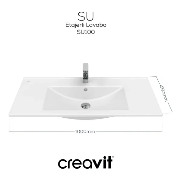 Creavit Su Etajerli Lavabo Beyaz 100cm - Görsel 3