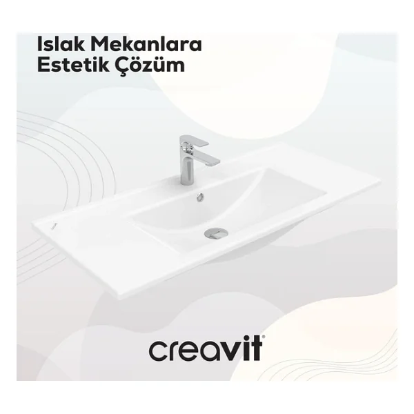 Creavit Su Etajerli Lavabo Beyaz 100cm - Görsel 5