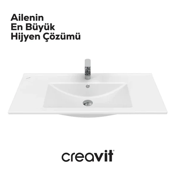Creavit Su Etajerli Lavabo Beyaz 100cm - Görsel 2