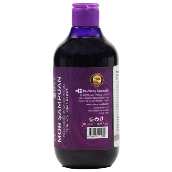 Bio Keratin Gold Mor Şampuan - Boyalı Saçlar İçin Turunculaşma Karşıtı Ve Renk Koruyucu, 500 Ml, Bitkisel Formül, Paraben İçermez - Görsel 5