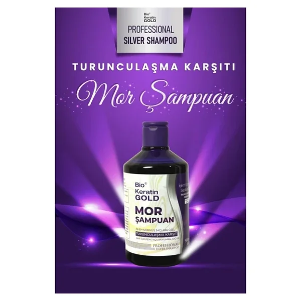 Bio Keratin Gold Mor Şampuan - Boyalı Saçlar İçin Turunculaşma Karşıtı Ve Renk Koruyucu, 500 Ml, Bitkisel Formül, Paraben İçermez - Görsel 4