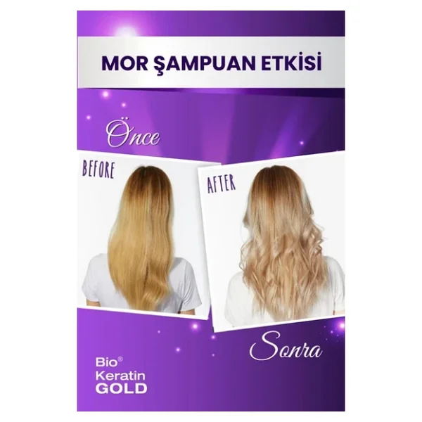 Bio Keratin Gold Mor Şampuan - Boyalı Saçlar İçin Turunculaşma Karşıtı Ve Renk Koruyucu, 500 Ml, Bitkisel Formül, Paraben İçermez - Görsel 2