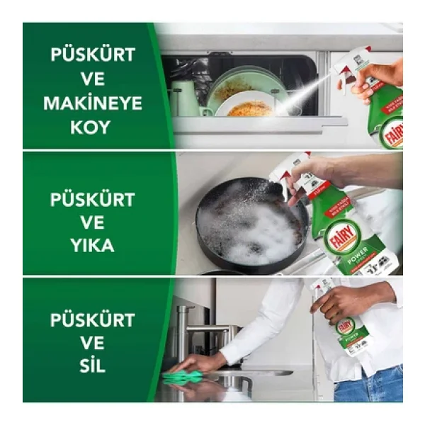 Fairy Power Sprey 3'ü 1 Arada Bulaşık Ve Mutfak Portakal Kokulu 500 Ml - Görsel 4