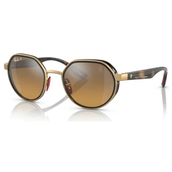 Ray-Ban Scuderia Ferrari 3703m F076a2 Gold-Brown Polarize Erkek Güneş Gözlüğü - Görsel 6
