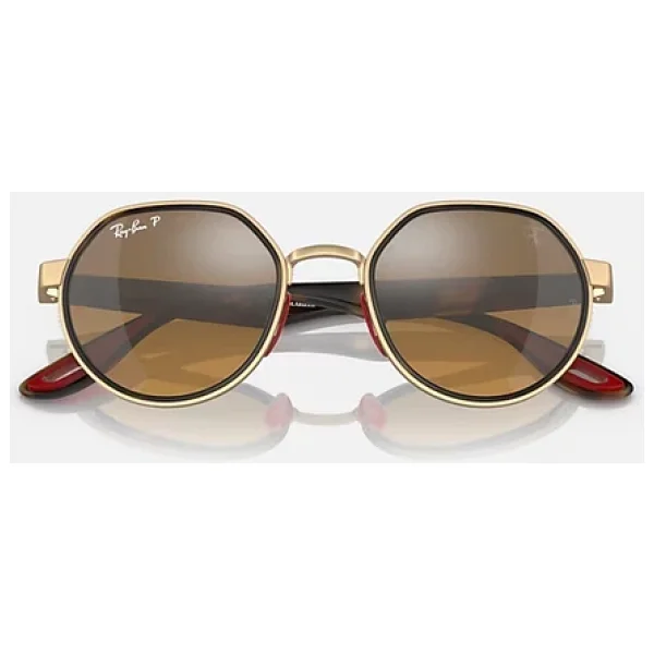 Ray-Ban Scuderia Ferrari 3703m F076a2 Gold-Brown Polarize Erkek Güneş Gözlüğü - Görsel 7
