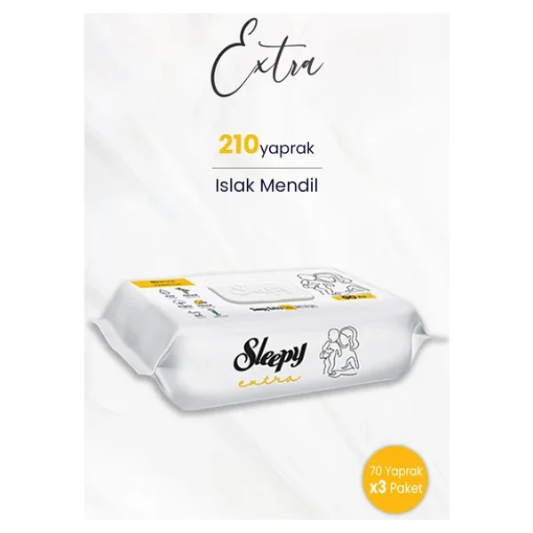 Sleepy Extra 70 Yaprak 3'lü Paket Islak Bebek Havlusu - Görsel 4