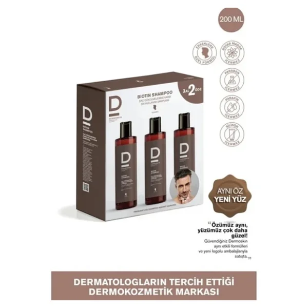Dermoskin Biotin 3x200 Ml Saç Dökülmesine Karşı Şampuan - Görsel 4