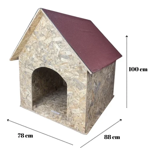 Reyo Köpek Kulübesi Büyük Boy Osb XL Kırmızı Çatılı100x100x78 Cm - Görsel 2