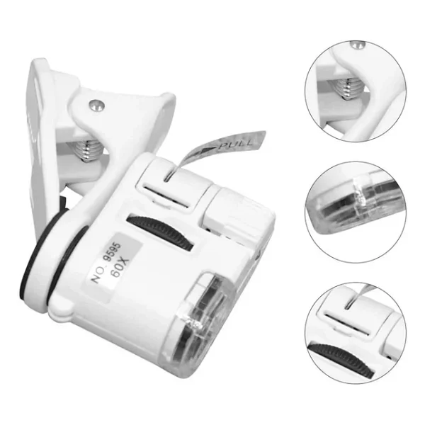 Nikula- 60x Mini Cep Telefonu Için Mandallı Mikroskop Uv Ledli Büyüteç Model Al2431 - Görsel 6