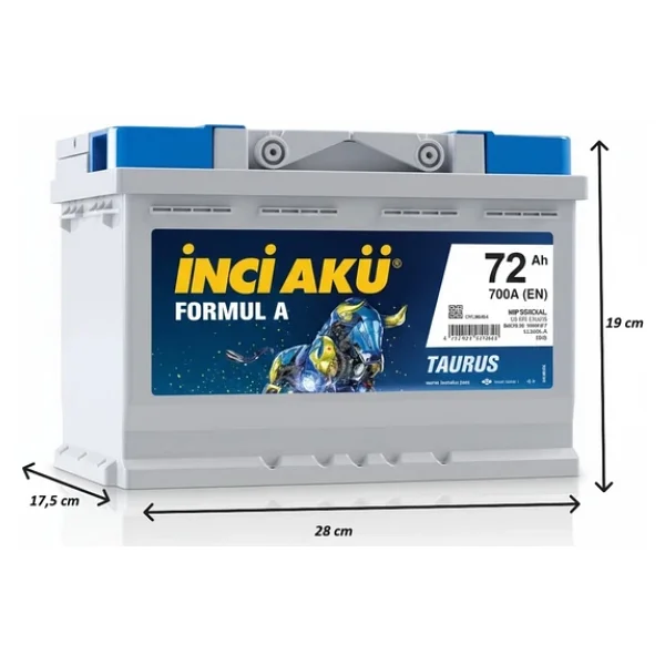 İnci Formul A Taurus 12 V 72 Ah 700 Cca En Akü - 2025 - Görsel 2