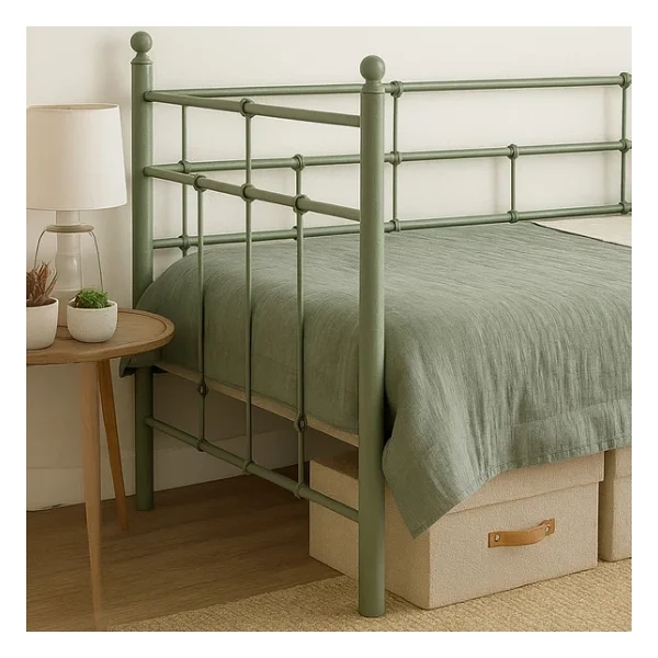 Unimet Lalas Daybed Tek Kişilik Sedir Metal Karyola 90x200 Yeşil (AHŞAP LATALI) - Görsel 4