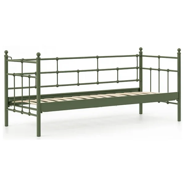 Unimet Lalas Daybed Tek Kişilik Sedir Metal Karyola 90x200 Yeşil (AHŞAP LATALI) - Görsel 5