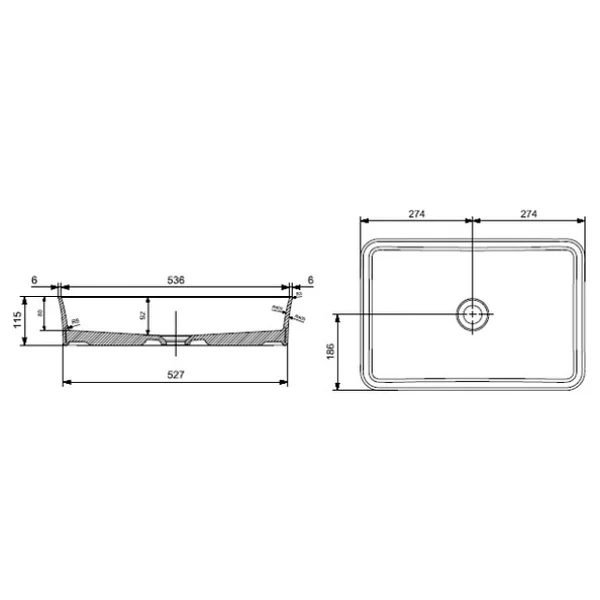Bocchi Sottile Slim Line 1476-001-0125 55 Cm Parlak Beyaz Tezgah Üstü Lavabo - Görsel 6