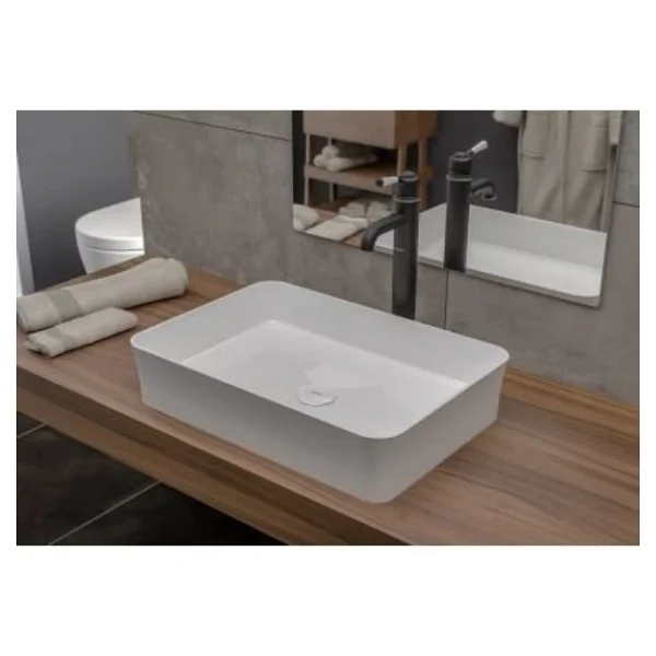Bocchi Sottile Slim Line 1476-001-0125 55 Cm Parlak Beyaz Tezgah Üstü Lavabo - Görsel 5