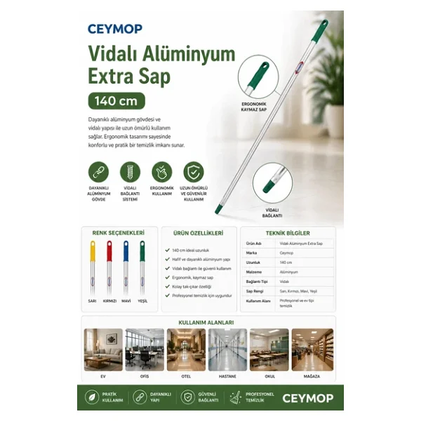 Ceymop Alüminyum Sap Extra Vidalı 140 Cm - Görsel 5