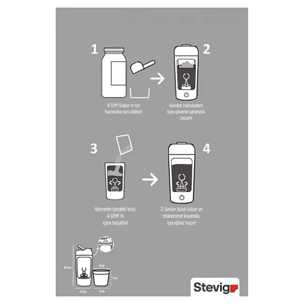 Stevig 4 Gym ST-225 Şarjlı 650 ml Protein Shaker - Görsel 6