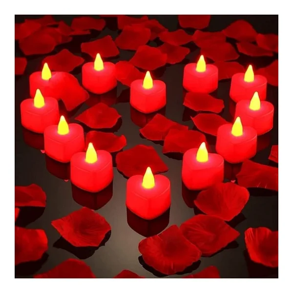 12 Adet Kalpli LED Mum Tealight Mum Kırmızı Işık Pilli Piller Dahil - Görsel 2