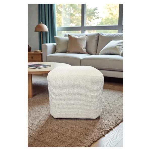Kare Puf - Block Bukle Şönil Kumaş - Modern Dekoratif Şık Ve Konforlu Puf&Bench - Görsel 5