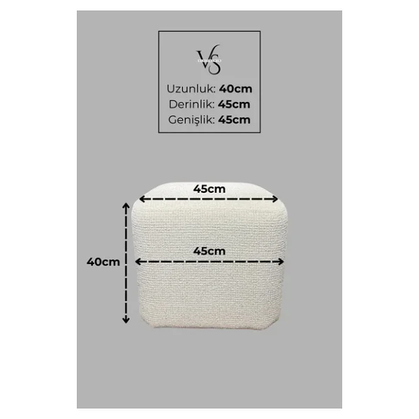 Kare Puf - Block Bukle Şönil Kumaş - Modern Dekoratif Şık Ve Konforlu Puf&Bench - Görsel 2